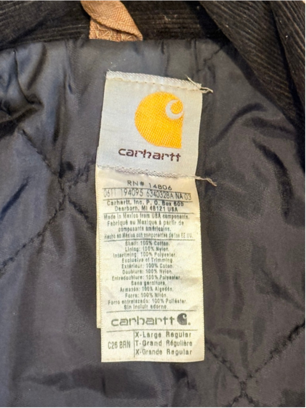 Vtg Carhartt MENS ARCTIC QUILT LINED SANDSTONE TRADITIONAL COAT C26 Sz XL - Picture 8 of 8